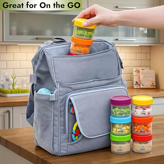 ARSUK 4 oz Glass Food Storage Containers with Screw Lids (12 Pack) - Small Glass Jars for Sauces, Spices, and Meal Prep - Reusable, Dishwasher, Microwave, Fridge, and Freezer Safe