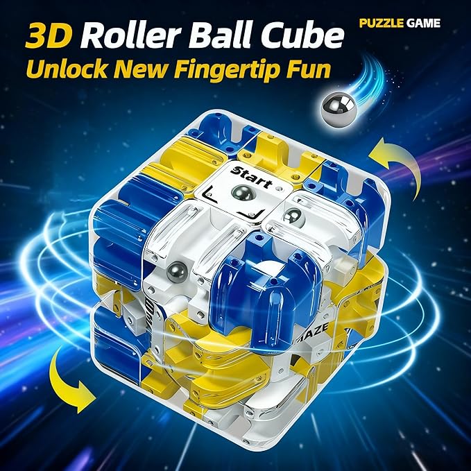 Rubik Race Game Large 3D Labyrinth Cube Puzzle, 3D Puzzles Maze Cube Ball Puzzle, Color-Match Game, Education Sensory Toys Spatial Awareness Brain Training Toy for Stress Relief for Adults Teens(1PC)