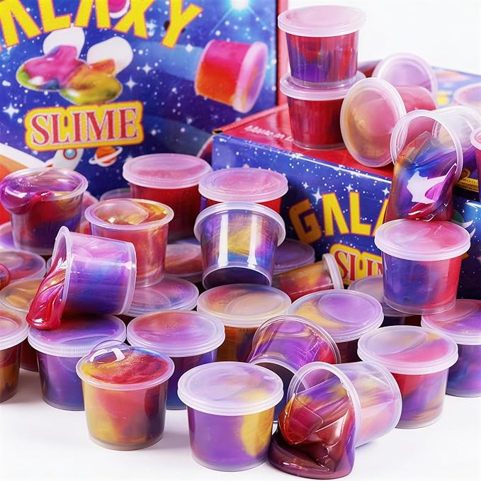 40 Packs Galaxy Slime, Party Favor for Kids Girls & Boys, Adults, Non Sticky, Stress & Anxiety Relief, Wet, Super Soft Sludge Toy,Easter Basket Stuffers
