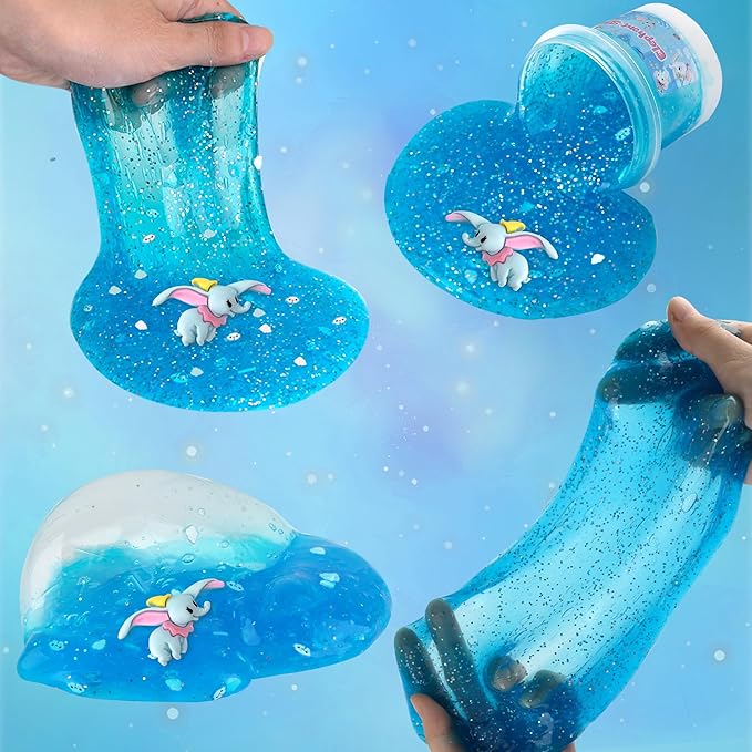 3 x 100mL Blue Slime Kit for Girls & Boys: Includes Clear, Water & Crunchy Slime, Sensory Experience DIY Slimes Set, Slimes Party Favors for Kids Birthday Easter Halloween Teens Gift
