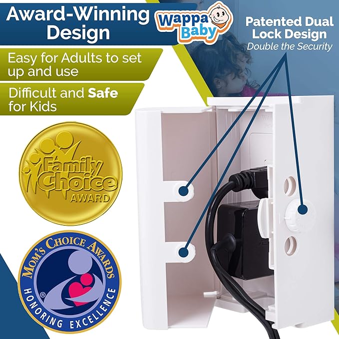 Outlet Cover BOX Baby Proofing (2 Pack) Patented Dual-Lock for Much Better Toddler Proofing, Easier Operation, Simple 3 Step Install with Included Screws. Provides Extra Space Inside for Plugs (White)