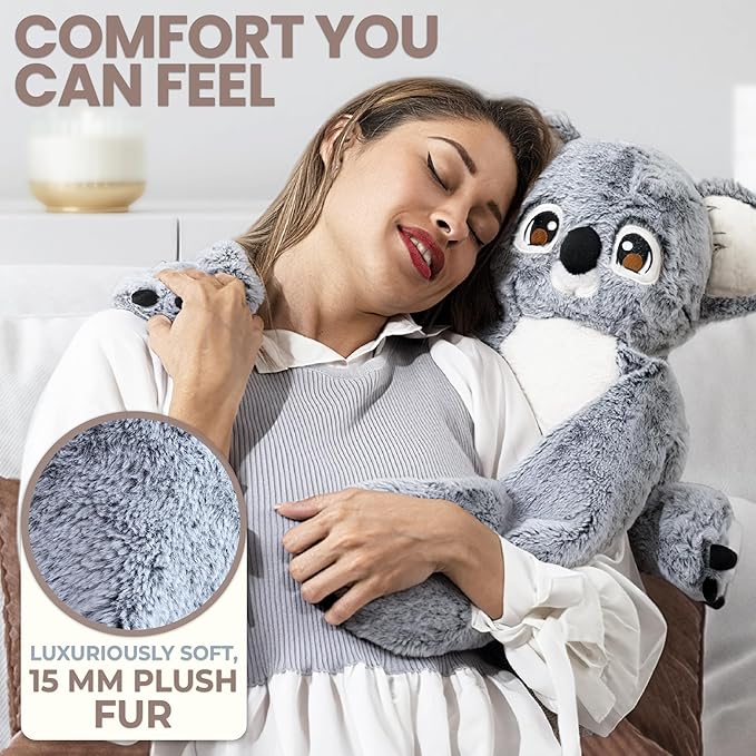 Huggle Healers Weighted Stuffed Animals for Adults, Teens and Kids - 36 Inch Long Plush Arms Grey Stuffed Animal for Hugs - 4.5lb Koala Plushies - Noa Koala