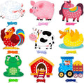 SpriteGru 9 PCS Farm Theme Lacing Cards, 9 Double Sided Sewing Cards with 9 Colorful Laces, Imagination Development Lacing Toys Educational and Learning Activity for Preschoolers, Kids