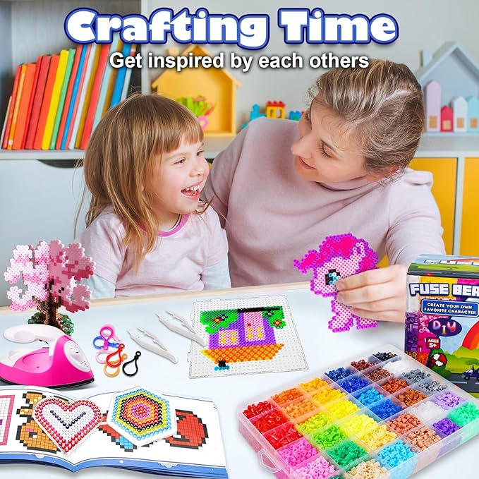 FUNZBO 11000 5mm Fuse Beads Kit - 36 Colors | 66 Patterns, Easter Arts and Crafts for Kids, Teens and Adults, Toys Crafts for Room Decorations, Birthday Gifts for Girls, Boys and Kids Age 5+