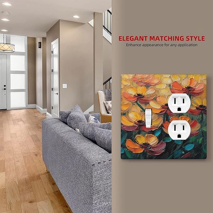 Decorative Art Light Switch Covers Enchanted Glowing Forest 2 Gang Single Toggle Duplex Combination Electrical Faceplate Switchplate Wall Plate for Home Decor