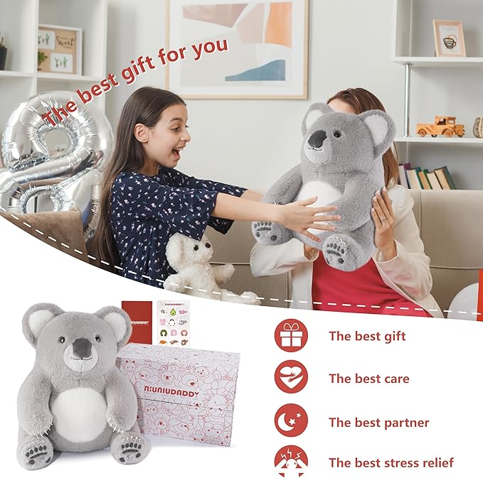 Niuniu Daddy 14" | 3.5 Pound Koala Weighted Stuffed Animal Plush, Giant Koala Pillowfort Lap Plush Toys for Kids Adults Baby, Large Cute Body Pillow for Gift Present Birthday Christmas Holiday