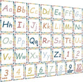 YIYDONG 36 Alphabet Posters, Alpethabet Line ABC Number Bulletin Board Set Preschool English Poster Kindergarten Elementary Classroom Wall Decor Nursery Homeschool Supplies (White)