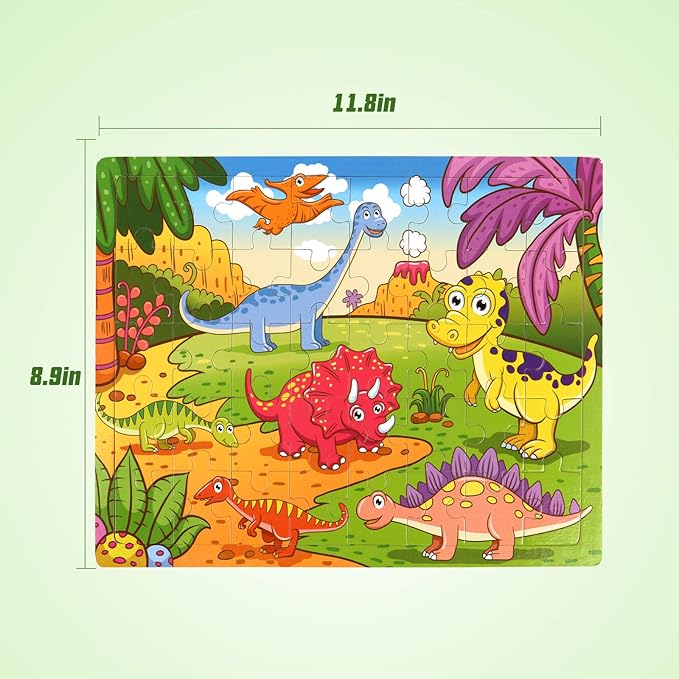 SYNARRY Wooden Jigsaw Puzzles for Kids Age 3-5 Year Old, 4 Pack 24-40 Pieces Preschool Educational Learning Toys Gift Set for Children, Easter Basket Stuffers Gifts for Kids