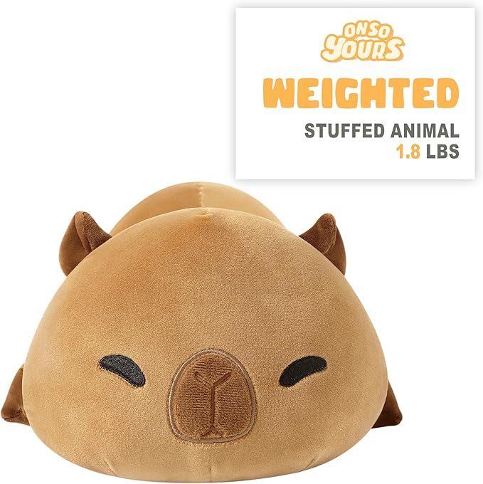 Onsoyours Original 13.8"|1.8 Pound Weighted Stuffed Animals, Cute Weighted Positive Capybara Plush Pillow Toy Soft Weighted Capybara Plushies Gift for Kids Adults