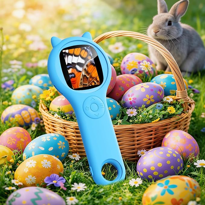 Kids Magnifying Glass Educational Science Kit - Mini LED Pocket Microscope for Kids(3-10 Years) - Durable Design - Ideal Gift for Girls (Blue)