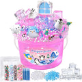 Penguin Slime Kit 10oz, Big Clear Slime Bucket with Cute Charms, Soft Non-Sticky Pink Slime Sensory Toys, Goodie Bag Stuffers Party Favors Birthday Gifts for Boys Girls Ages 4-12