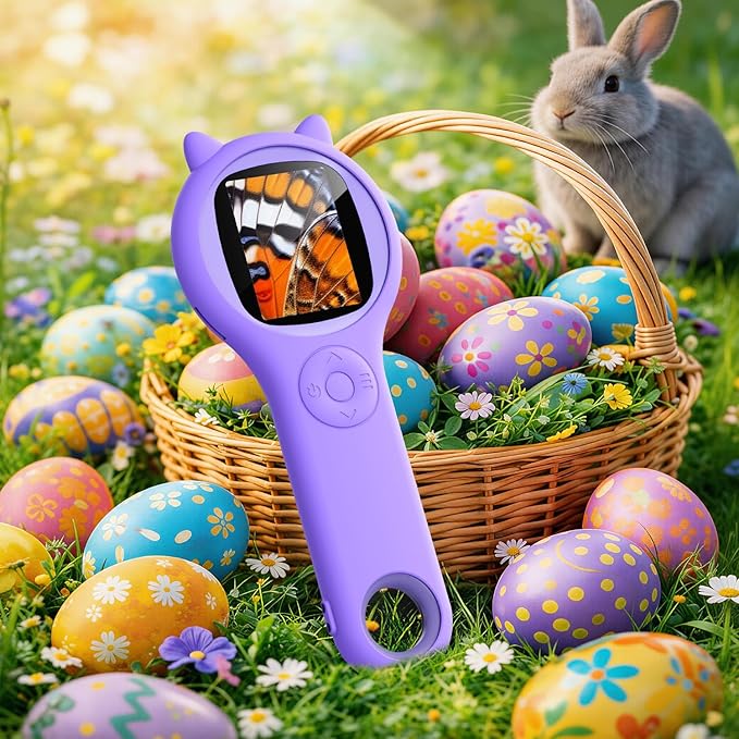 Microscope for Kids - Electronic Handheld Magnifying Glass for Children-STEM Outdoor Science Kit for Summer Travel & Camping Toy,Birthday Gifts Toys for 5-8 9-12 Year Old Girls（Purple）