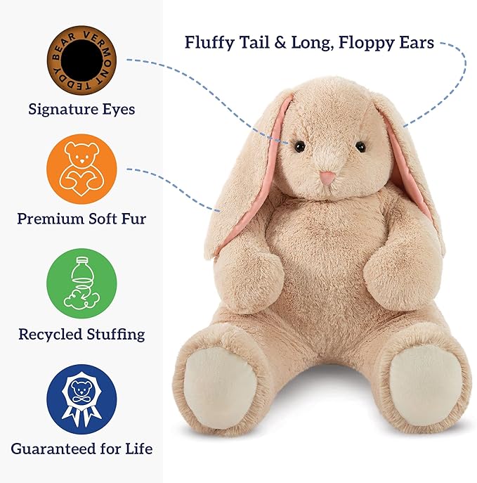 Vermont Teddy Bear Giant Easter Bunny Stuffed Animal | 4 Foot Bunny Plush Toy | Jumbo Emotional Support Plush for Kids and Adults | Crafted in the USA