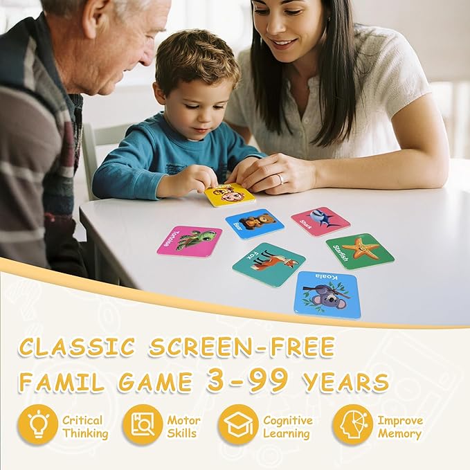 72 PCS Memory Match Game, Animial Matching Game for Kids 3 and up, Enhanced Memory Skills for Toddlers Ages 3 and Up