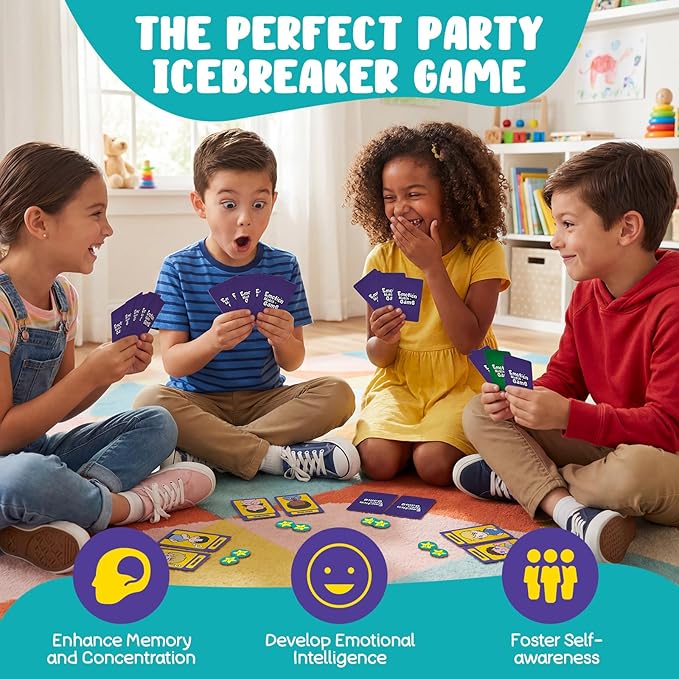 Faces & Feelings Go Fish Card Game Social Emotional Learning Activities for Kids Ages 6+,Learn to Identify Various Moods, Cartoon Faces Emotions Social Skills Games for Home, Therapy & Classroom Use