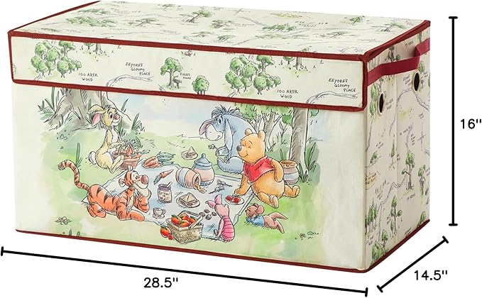 Disney Winnie the Pooh Collapsible Storage Trunk, Durable with Soft Lid, 28.5"x14.5"x16"