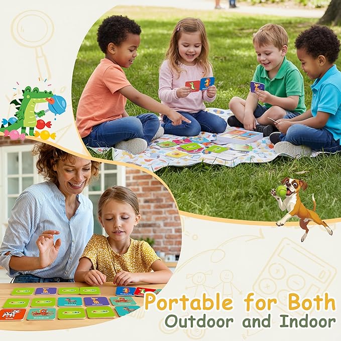 72 PCS Memory Match Game, Animial Matching Game for Kids 3 and up, Enhanced Memory Skills for Toddlers Ages 3 and Up
