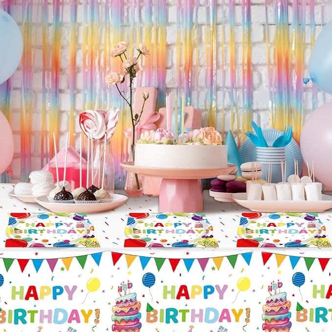 41Pcs Happy Birthday Decorations Colorful Birthday Party Supplies Set Rainbow Color Balloons Design Happy Birthday Paper Plates Napkins Tablecloth丨Birthday Decorations for Boys Girls Kids,Serve 20