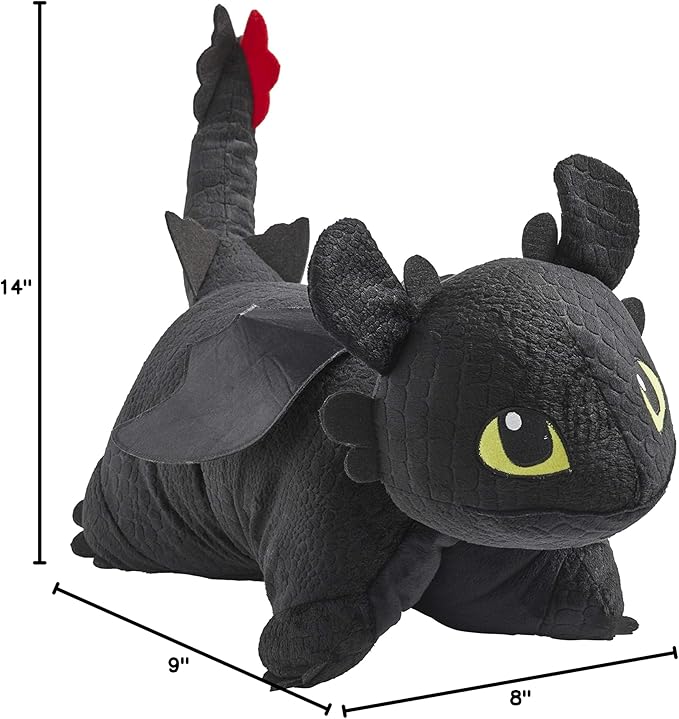 Pillow Pets 16 inch How to Train Your Dragon Toothless Stuffed Animal, NBCUniversal Plush Toy Gift for Kids