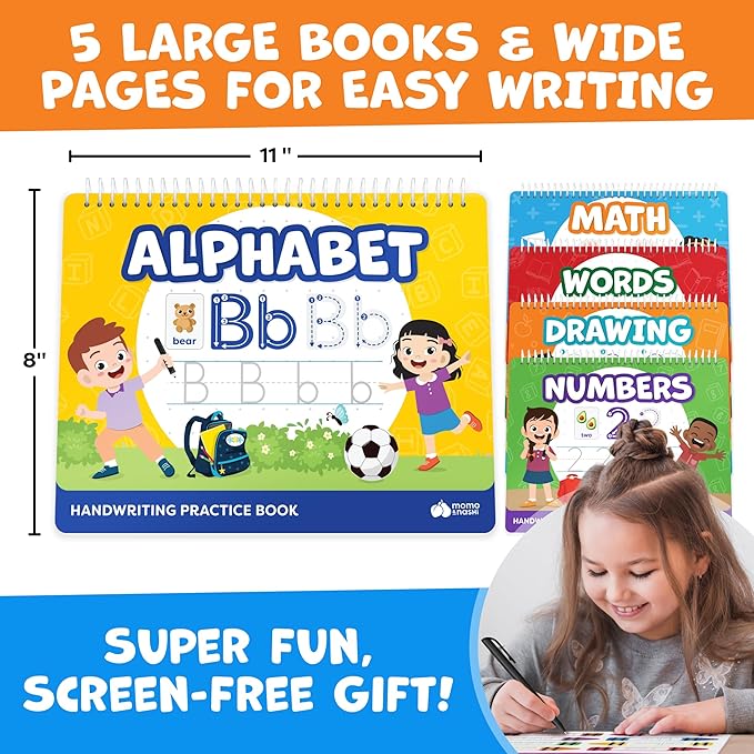 Magic Grooved Writing Practice for Kids Age 3-5 - Grooved Writing Books for Kids 3-5 - Handwriting Practice for Kids 5-7 - Tracing Books Toys for 4 Year Old - Preschool Learning Activities
