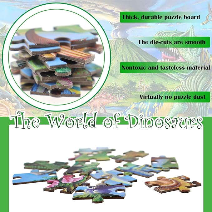 Puzzles for Kids Ages 4-8 Year Old,100 Piece Dinosaur Jigsaw Puzzle for Toddler Children Learning Educational Puzzles Toys for Boys and Girls - Every Piece is Unique