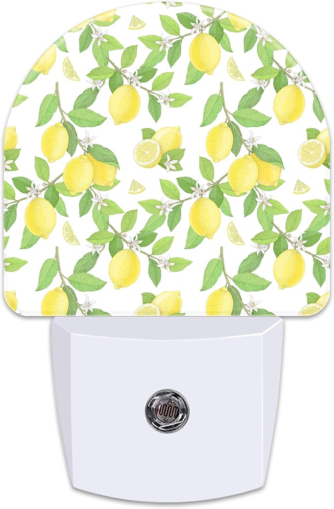 Lemon and Flowers Night Light for Kids,Lemon Fruits and Floral Tree Plug in Night Light with Dusk to Dawn Sensor, 0.5w Energy Saving Nightlight for Hallway Stairway Kitchen Bedroom
