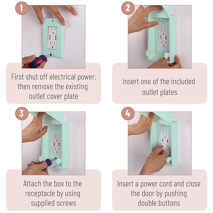 Bates - Baby Safety Outlet Cover Box, Cyan Blue, Outlet Covers Baby Proofing, Plug Covers Baby Proofing, Baby Outlet Cover, Socket Covers Baby Proofing, Baby Outlet Covers Baby Proof, Outlet Box Cover