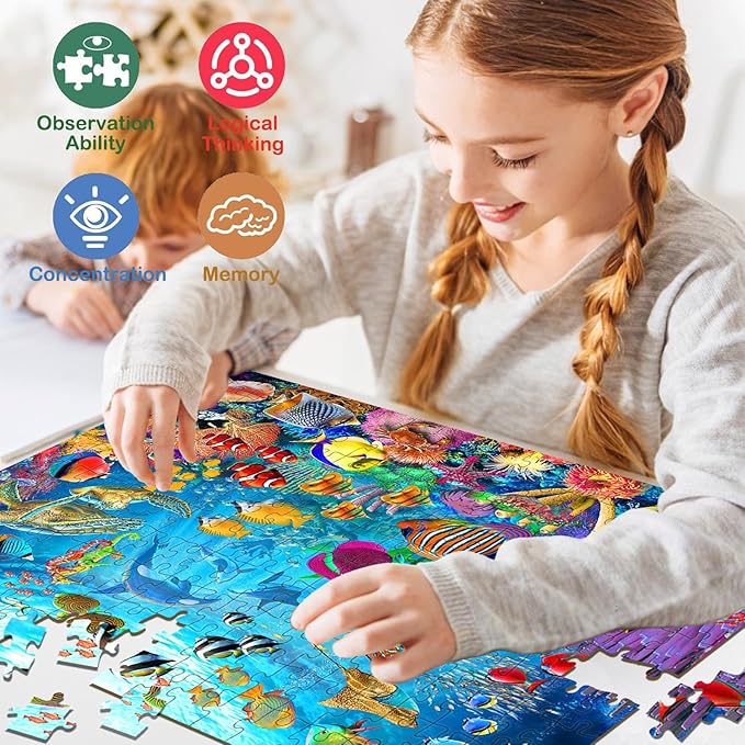 Puzzles for Kids Ages 6-8 8-10 Year Old - Ocean Underwater World, 200 Pieces Jigsaw Puzzles for Kids, Learning Educational Toys for Boys and Girls