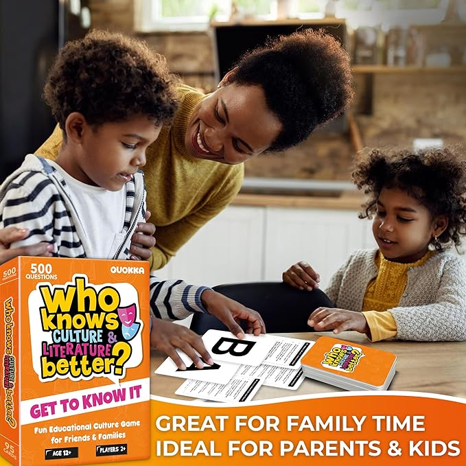 QUOKKA Board Games for Kids 8-12 and Family - Educational Card Game for Kids Age 12+ - Who Knows Culture and Literature Better? - 500+ Questions - Trivia for Family Game Night and Travel Fun