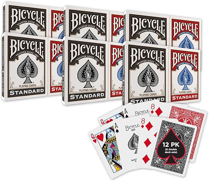 Bicycle 12pk Red & Black Rider Back Playing Cards, Standard Index, Decks of Cards, Premium Poker Cards for Blackjack, Casino Games & Family Game Night, 2 Count (Pack of 1)