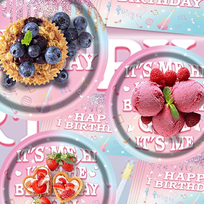 Girls Birthday Party Tableware Set,Birthday Paper Plates and Napkins Party Supplies,Pink Gold Cheers to Girls Party Decorations,Serve 25