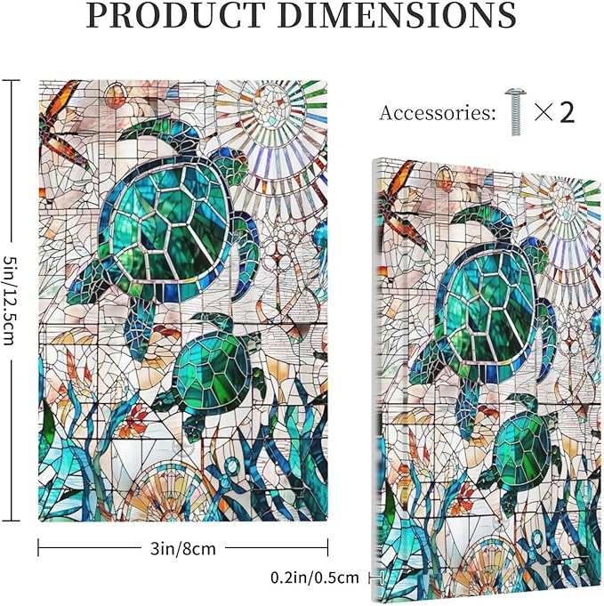 Teal Green/Blue Sea Ocean Turtle Decorative 1 Gang No Device Blank Wall Plate Nautical Beach Summer Starfish Oversize Electric Unused Receptacle Decorator/Gfci Light Outlets/Switches Face Plate Cover