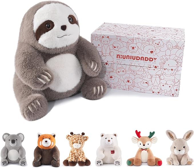 Niuniu Daddy 14" | 3.5 Pound Sloth Weighted Stuffed Animals, Heavy Sloth Pillowfort Plush Toys for Kids Adults, Weighted Beads for Stuffed Animals Body Pillow for Gift Birthday Christmas Holiday