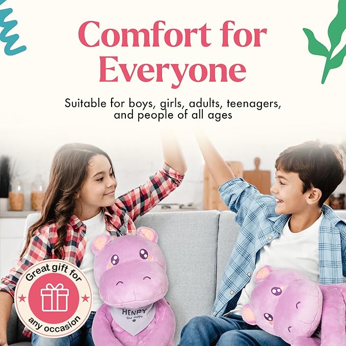 Lilly's Love Weighted Stuffed Animals for Adults & Kids — 5lb Calming Hippo Plush for Anxiety, ADHD & Sensory | Machine Washable Weighted Stuffed Animal w/Removable Insert | Henry The Hippo