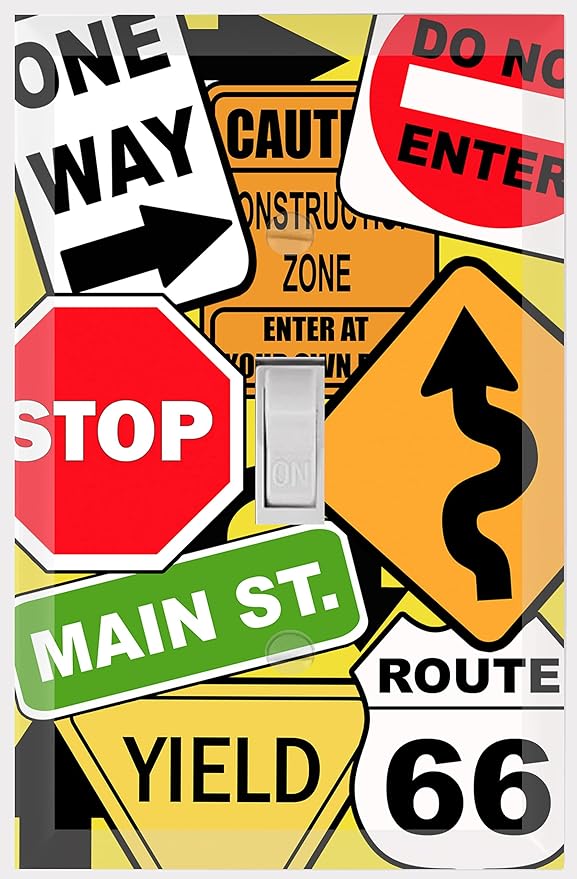 Cool Light Switch Plate Cover for Teens Room Fun Novelty Gift Decorative Decor Bedroom (Road Sign)