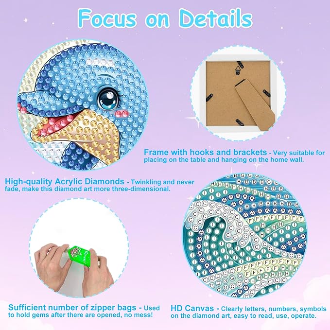 Nardoll Diamond Art Kits - Arts and Crafts - Diamond Art Painting with Wooden Frame - Boys Girls Birthday Gift - GEM Art for Adults Beginners Home Wall Decor