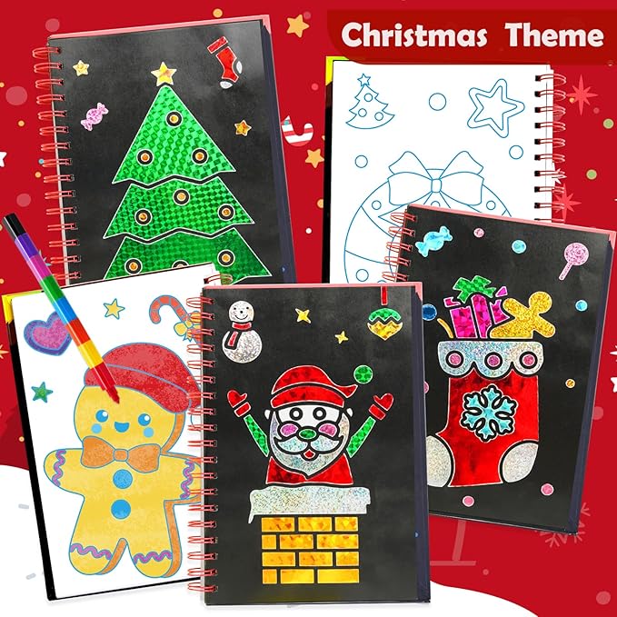 FUNNYB&G Foil Art Crafts for Kids Ages 4-8: Mother's Day 2026, Birthday Gift for Kids, Art and Crafts Supplies, Party Favors, Creative Toys for Kids 4 5 6 7 8 9 Years Old(Christmas)