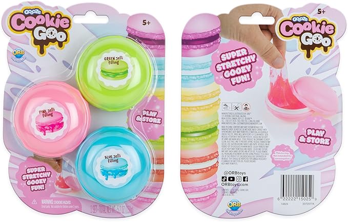ORB Goooze Cookie Goo Slime Kit 2 Pack - 6 Total Macaron Shaped Containers with Cookie Slime - Sensory Squishy Jelly Slimes to Stretch, Squeeze for Adults and Kids - Colorful Fidget Slimes, Fun Gifts