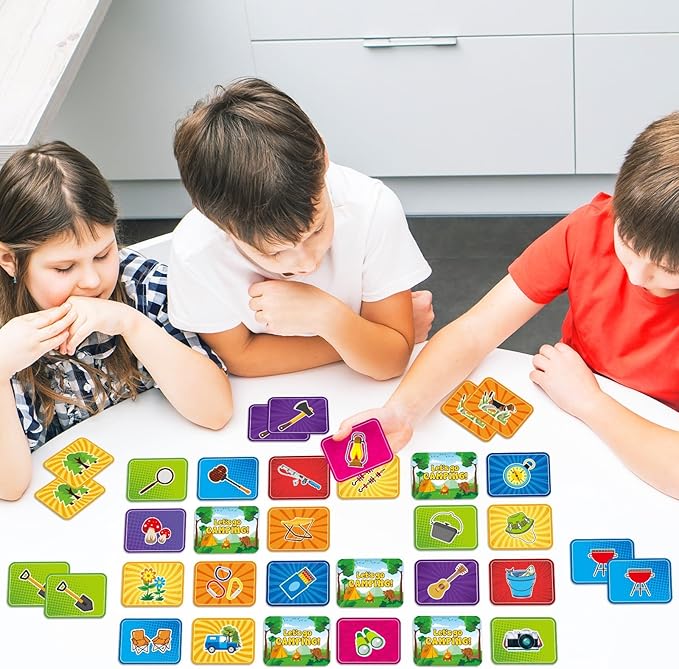 gisgfim 100 PCS Memory Matching Game for Kids Summer Camp Concentration Memory Card for Preschool Educational Ages 3-8 A Fun & Fast Camp Theme Matching Games