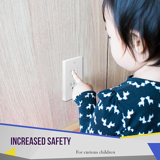 ENERLITES Child Proof Outlet Cover, Self-Closing, Fits Both Duplex and Decorator Outlet, Safety Design, Tamper-Resistant Socket Plug for Receptacle, Size 4.68" x 2.93", 8800-TR, White
