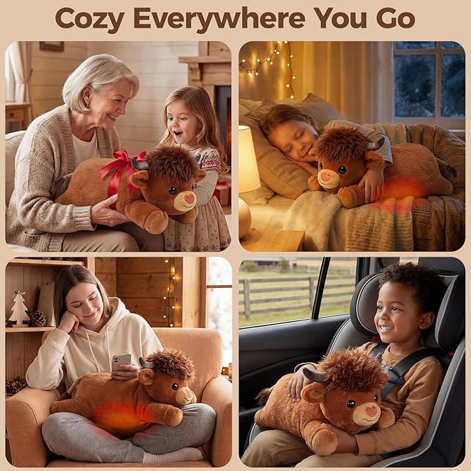 Mewaii Weighted Stuffed Animals with Microwavable Heating Pad - 5 lbs Adjustable, Heatable & Coolable Stuffed Animal for Realistic Hug, Removable Inner Pad, Plush Gifts for Kids (Amber Brown, 23 Inch)