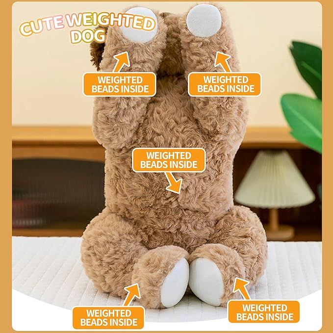Dog Plush Dog Toy 18 Inch – Brown Weighted Stuffed Animal Dog– Ultra-Soft Plush, Durable Design, Suitable for Kids & Adults – Cozy Comfort Companion