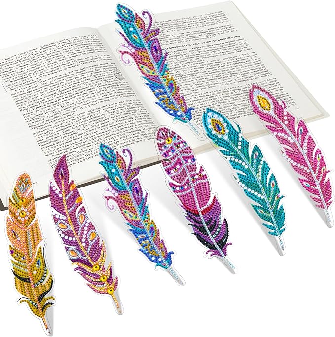 YiConfety Diamond Painting Kits, Kids Diamond Art Gift, Gem Art Kits for Girls Birthday, Arts and Crafts for Kids Ages 6 8 10 (Feather)