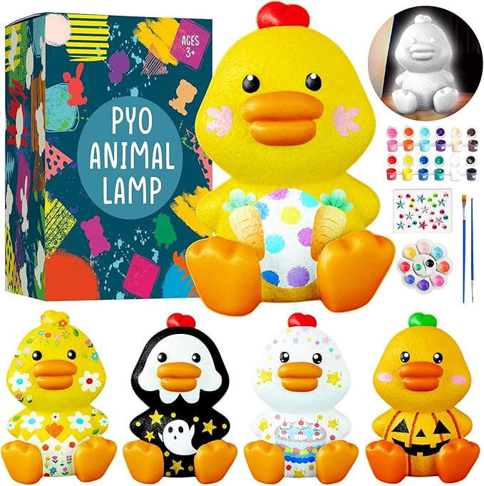 Goody King Paint Your Own Duck Lamp Kit, DIY Duck Night Light, Arts & Crafts for Kids Ages 8-12, Painting Kit for Kids, Art Supplies Birthday Party Holiday Gift for Teens Girls Boys Age 3 4 5 6 7 8+