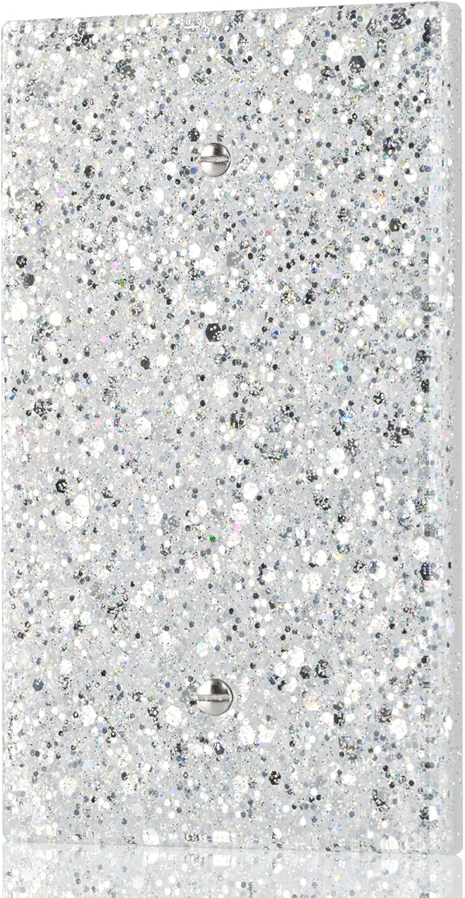 Blank Wall Plate Cover Baby Proof,Shiny Silver Electrical Cover for Unused Switch and Outlets,1-Gang 5.10"x3.15"