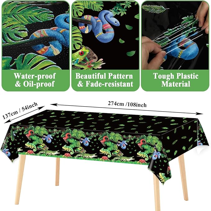 Reptile Snake Birthday Party Supplies Serves 24 Lizard Party Paper Plates Napkins Jungle Swamp Snake Tablecloth Tableware Kit for Baby Shower Decorations Kids Boys Girls