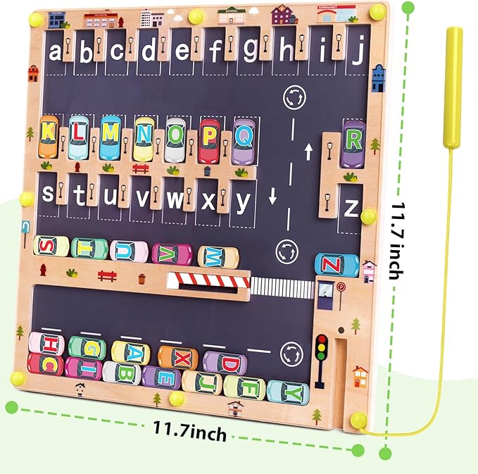 Scuwtocn Wooden Magnetic Alphabet Maze Letter Puzzle, Montessori Fine Motor Skills Toys for Boys Girls 3 4 5 Years Old, ABC Learning Toys for Kids Age 3+, Christmas, Birthday Present