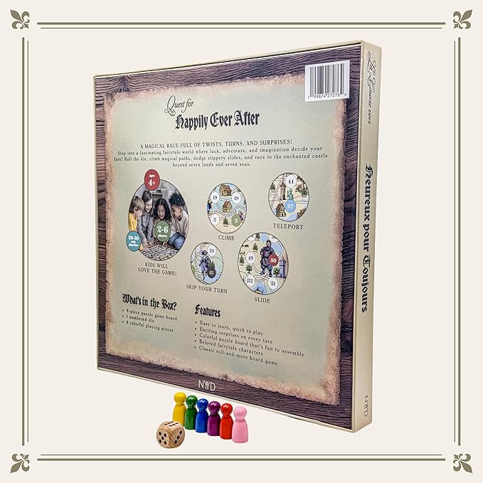 Fairy Tale Snake and Ladder Style Board Game for Kids Ages 4-8 – Large Fantasy Adventure Family Game – Chutes and Ladders Style – NYYD Quest for Happily Ever After