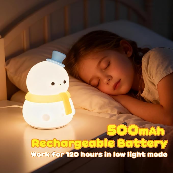 Snowman Squishy Light Silicone Touch Night Lamp, Nursery Novelty Christmas Lamp for Bedroom Decor, Squishy Night Light with Colorful Glow