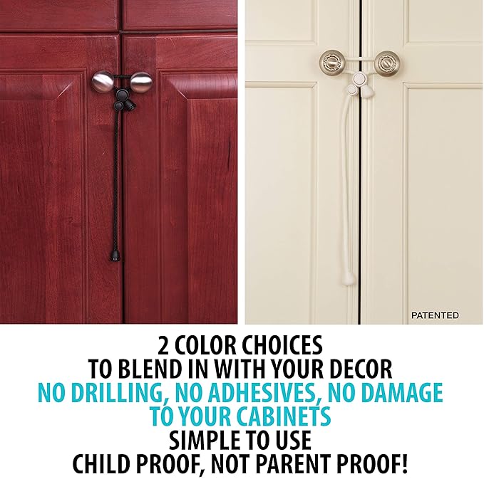 Baby Safety Cabinet Locks for Knobs Child Safety Cabinet Latches for Home Safety Strap for Baby Proofing Cabinets Kitchen Door RV No Drill No Screw No Adhesive (Black)